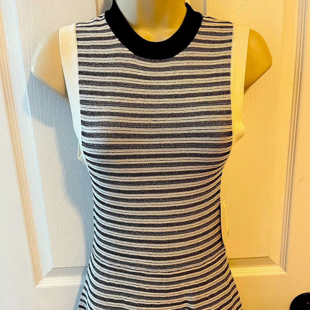 Bar III black and white striped dress